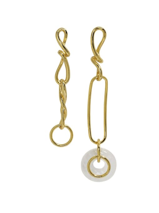 18K gold [with pure Tremella plug] 925 Sterling Silver Geometric Vintage Drop Earring